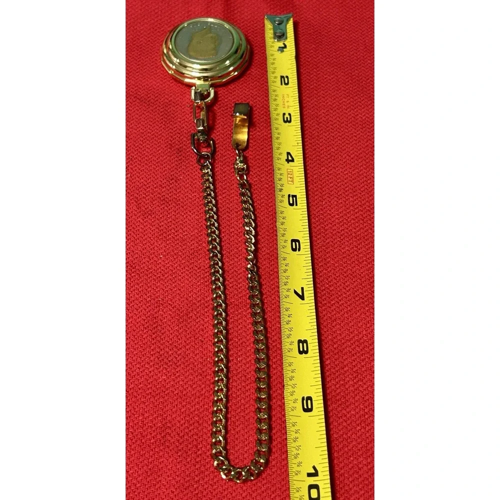 Vintage Brut Quartz JFK Bicentennial Gold Tone Half Dollar Coin Pocket Watch